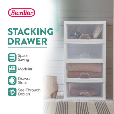 Sterilite 16-Qt Modular Stacking Storage Drawer Containers (Open Box) (6 Pack)