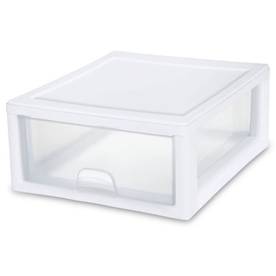 Sterilite 16 Quart Clear Plastic Stacking Storage Drawer Container Box, 6 Pack