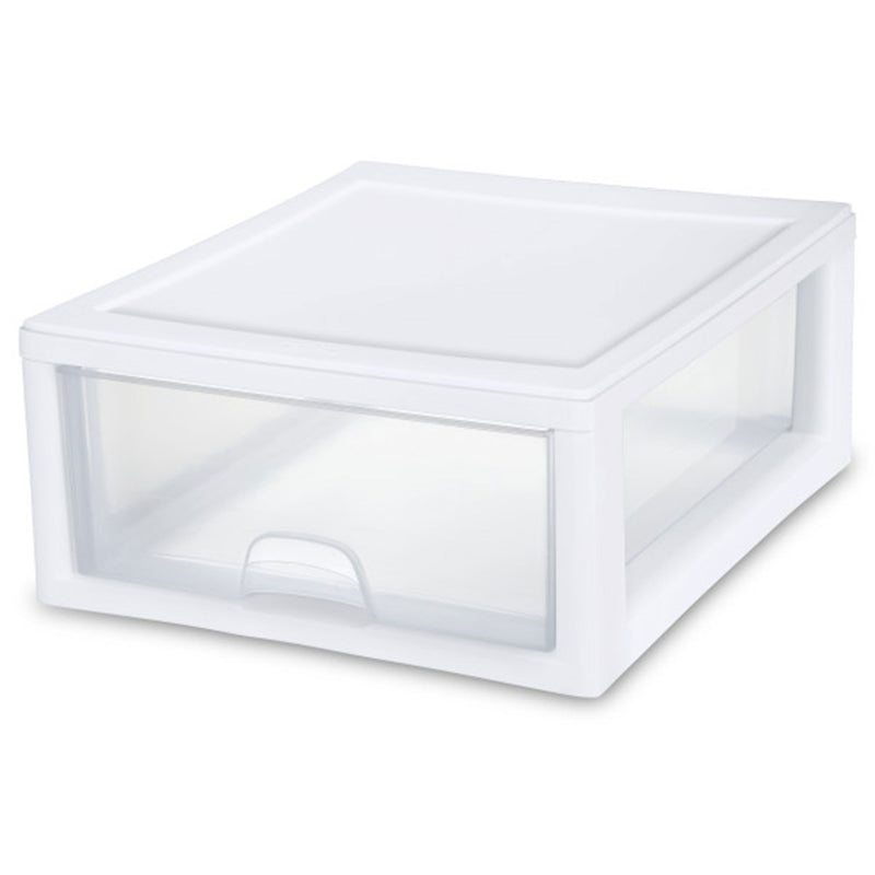 Sterilite 16 Quart Clear Plastic Stacking Storage Drawer Container Box, 6 Pack