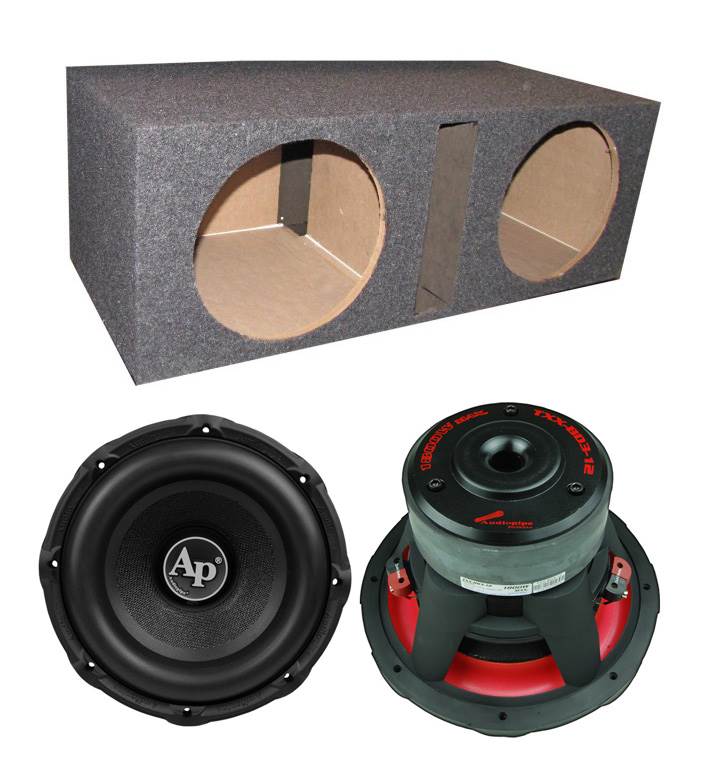 Audiopipe TXX-BD3-12 12" 3600W Car Audio Subwoofers (Pair) + Dual Vented Sub Box