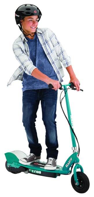 Razor E200 Electric Motorized Kids Scooter (Teal) w/ Helmet, Elbow & Knee Pads