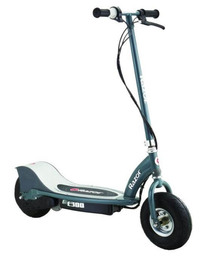 Razor E300 Electric 24V Motorized Scooter, Grey w/ Helmet, Elbow & Knee Pad Set
