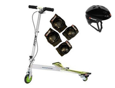 Razor PowerWing DLX 3-Wheel Caster Scooter with Helmet, Elbow and Knee Pads