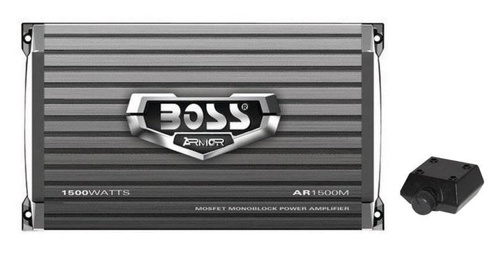 Boss AR1500M 1500 Watt MONO Compact Amplifier and Bass Knob and Amp Wiring Kit - VMInnovations