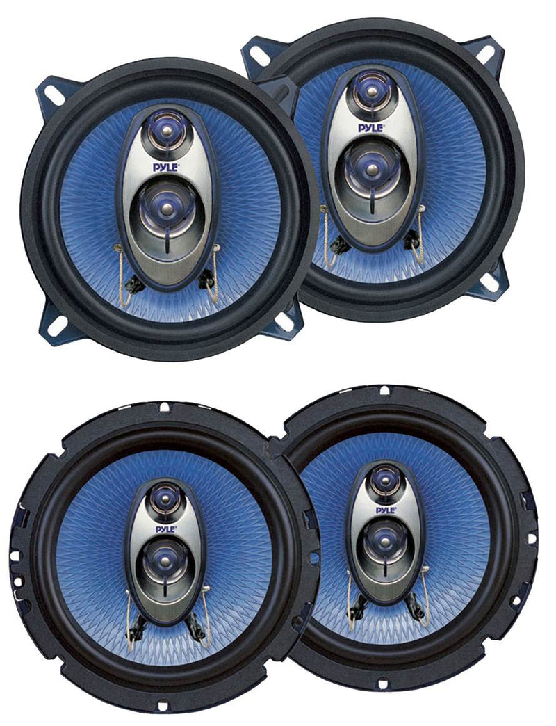 2 Pyle PL63BL 6.5" 360W 3-Way and PL53BL 5.25" 200W Car Audio Coaxial Speakers