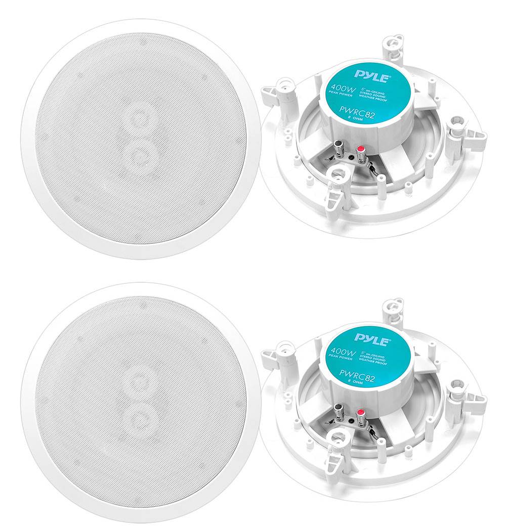 PYLE PWRC82 8" 400W 2 Way Indoor/Outdoor Waterproof Ceiling Speakers, (4 Pack) - VMInnovations