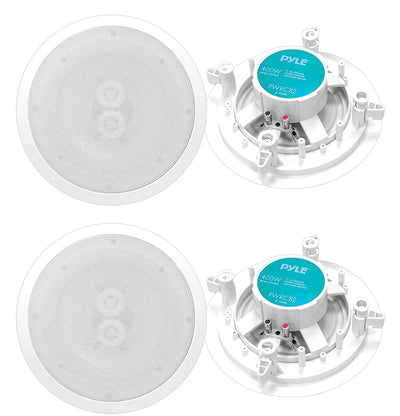 PYLE PWRC82 8" 400W 2 Way Indoor/Outdoor Waterproof Ceiling Speakers, (4 Pack) - VMInnovations
