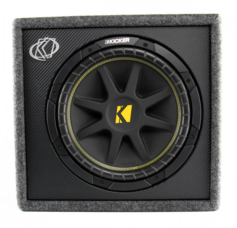 KICKER 10VC124 12" 300W Car Audio Subwoofer+Sub Box+Lanzar 2 Channel Amp+Amp Kit