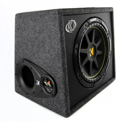 KICKER 10VC124 12" 300W Car Audio Subwoofer+Sub Box+Lanzar 2 Channel Amp+Amp Kit