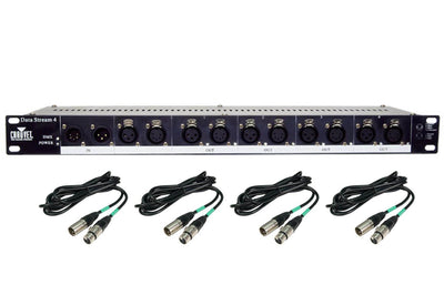 Chauvet DJ Data Stream 4 Universal 3 & 5 Pin DMX Optical Splitter w/ 25' Cables