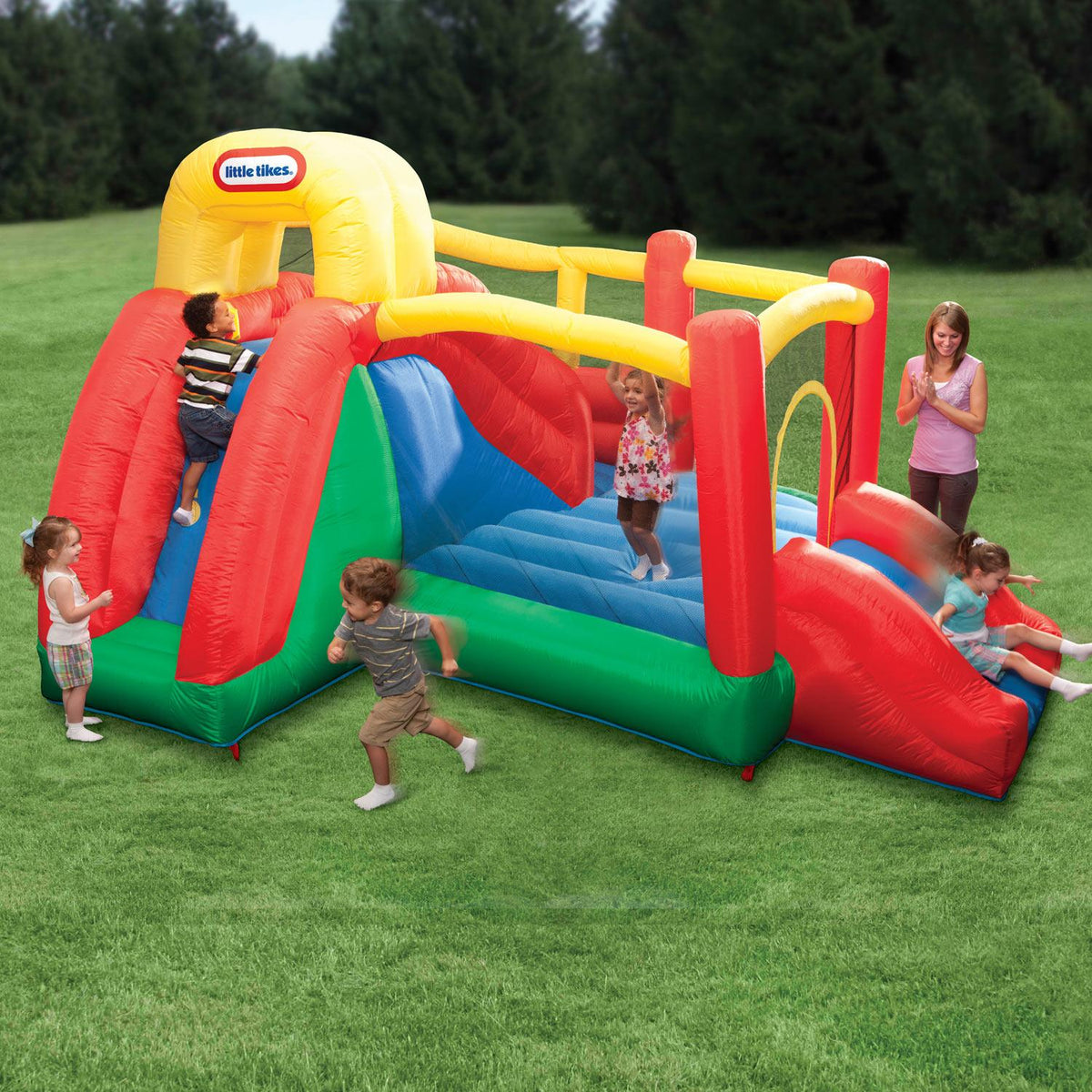 Little Tikes Double Fun Slide 'n Bounce Outdoor Kid's Inflatable Bouncy House