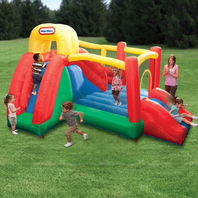 Little Tikes Double Fun Slide 'n Bounce Outdoor Kid's Inflatable Bouncy House