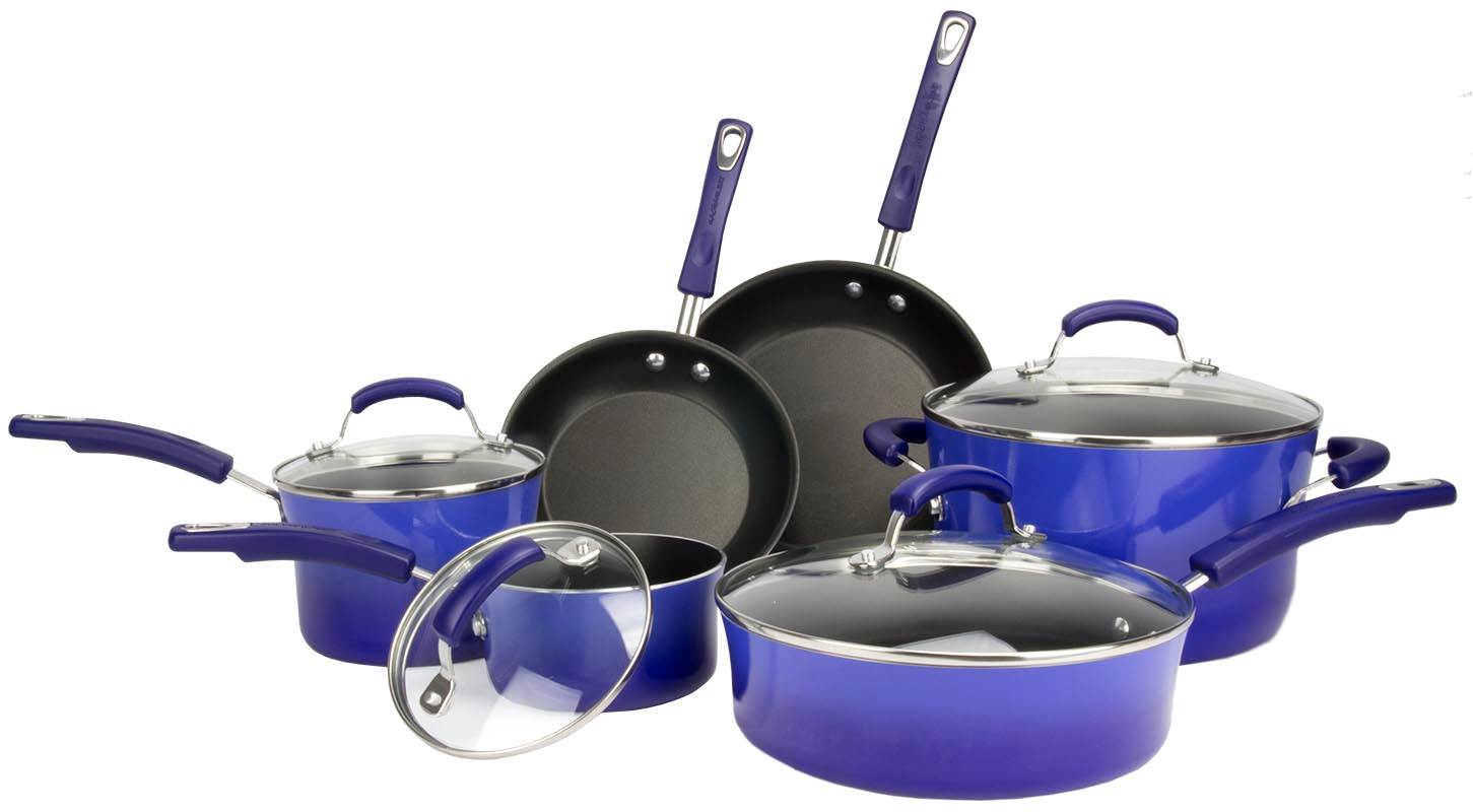 Rachael Ray 10-Piece Kitchen NonStick Enamel Cookware Set Blue - Missing Skillet