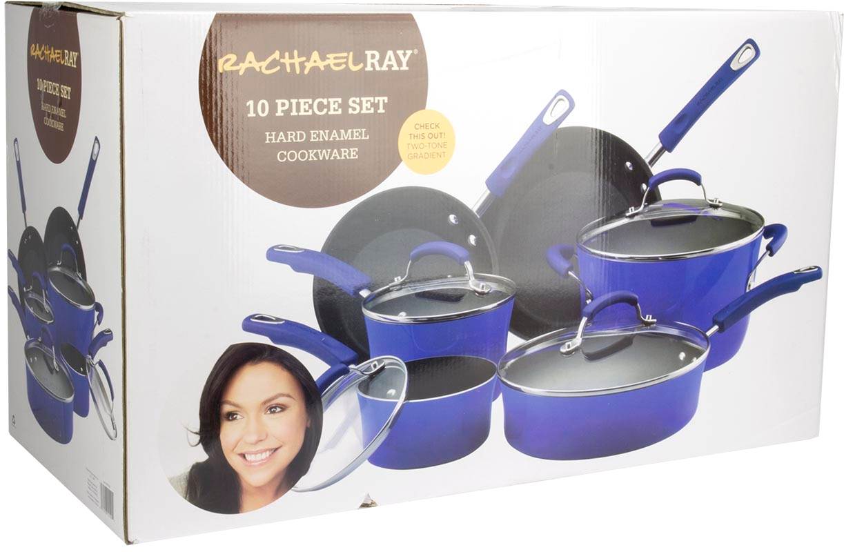 Rachael Ray 10-Piece Kitchen NonStick Porcelain Cookware Set Pots (Open Box)