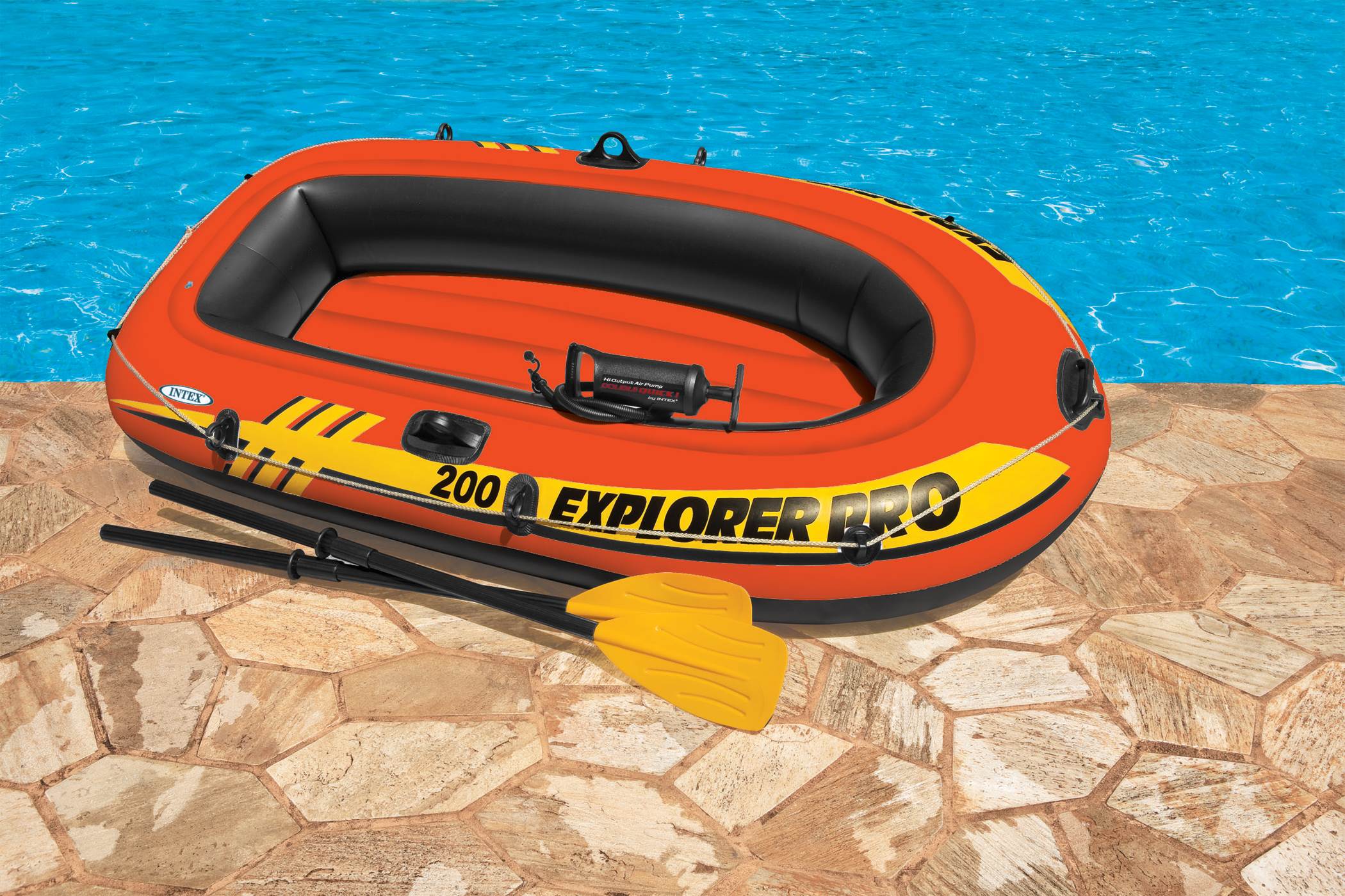 Intex Explorer Pro 200 Inflatable Two Person Raft Boat Set - Orange (Open Box)
