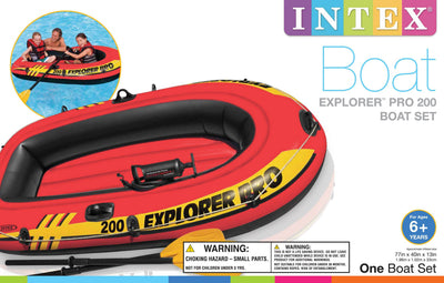 Intex Explorer Pro 200 Inflatable Two Person Raft Boat Set - Orange (Open Box)