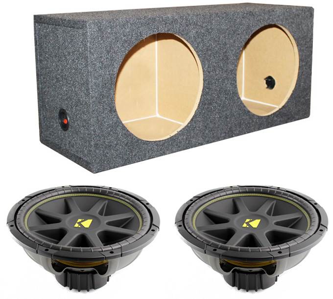 2) Kicker 10C124 12" 600W Subs + Sub Box + Boss AR16002 1600W 2-Ch Amp +Amp Kit