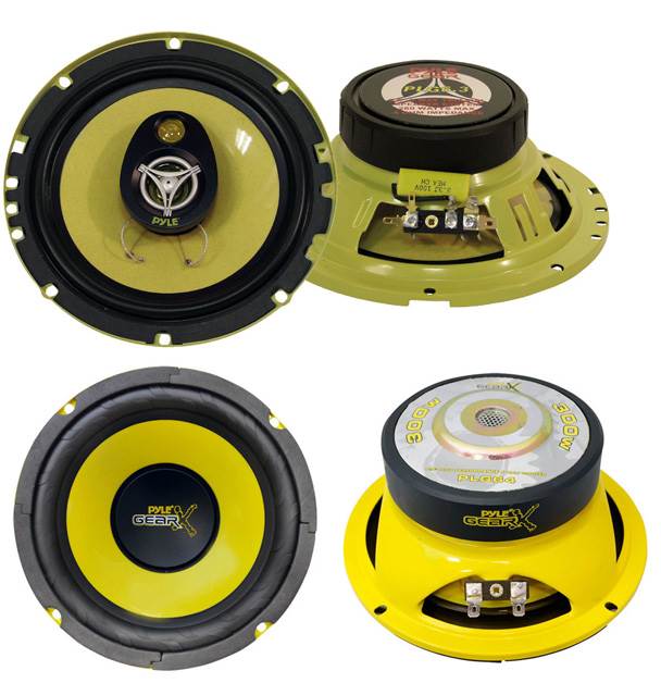 2) PYLE PLG6.3 6.5" 280W 3 Way Coaxial+ 2) 6.5" 600W Subwoofer Sub Speakers