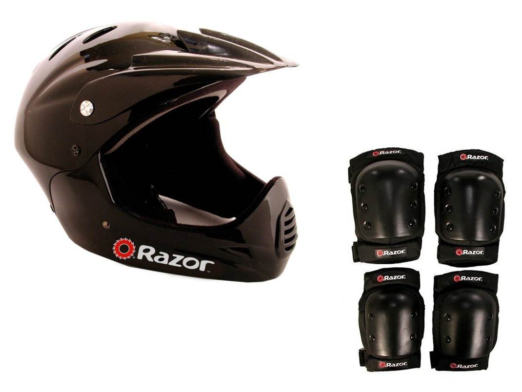 Razor Youth Full Face Bike Riding Sport Scooter Helmet with Elbow & Knee Pads