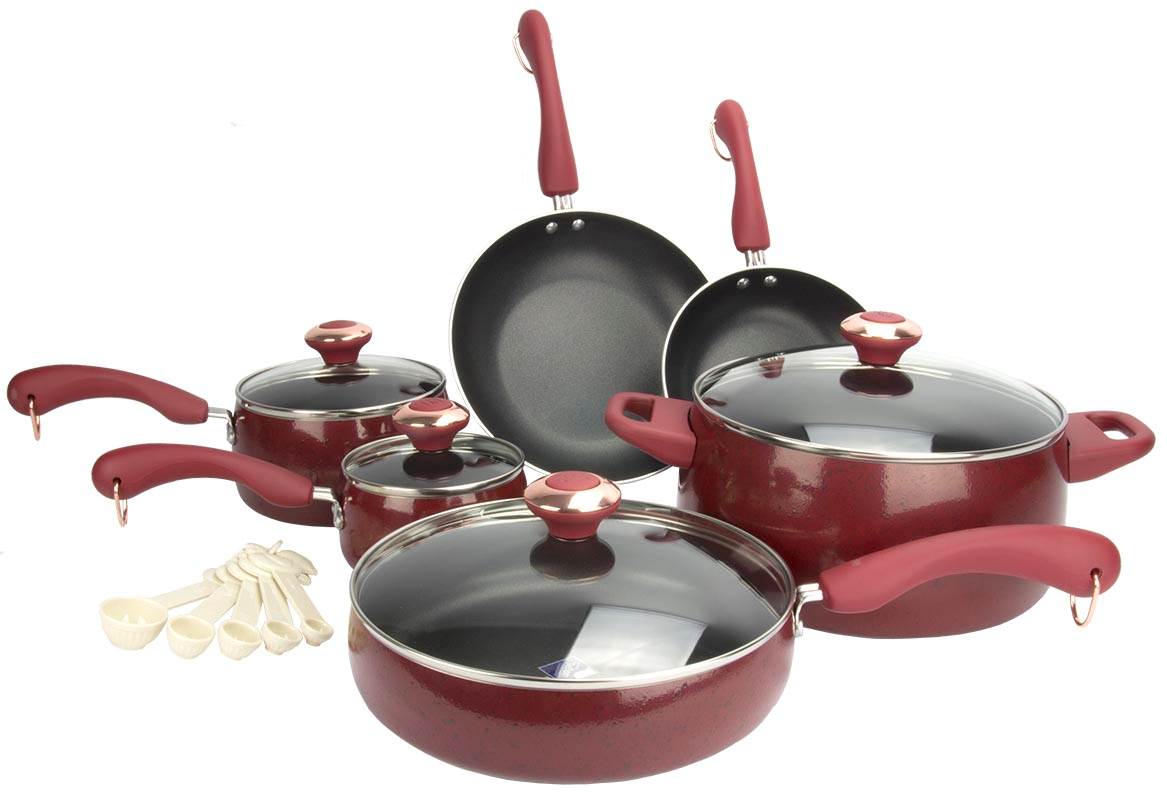 Paula Deen 14-Piece Kitchen Porcelain Cookware Set Nonstick Pots - Missing Pan