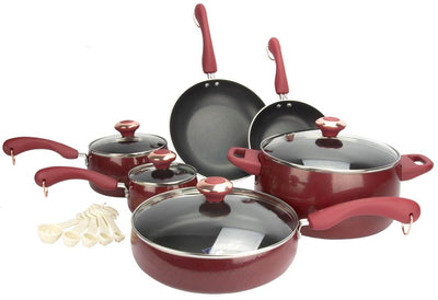 Paula Deen 14-Piece Kitchen Porcelain Cookware Set Nonstick Pots - Missing Pan