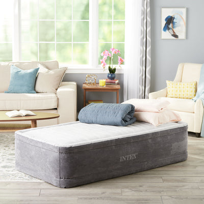Intex 64411E Comfort Dura-Beam Elevated Air Mattress with Built-In Pump, Twin
