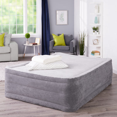 Intex Comfort Plush Dura-Beam Air Bed Mattress w/ Built-In Pump, Queen (Used)
