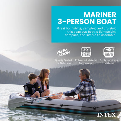 Intex 68373EP Mariner 3-Person Inflatable River/Lake Dinghy Boat and Oars Set - VMInnovations