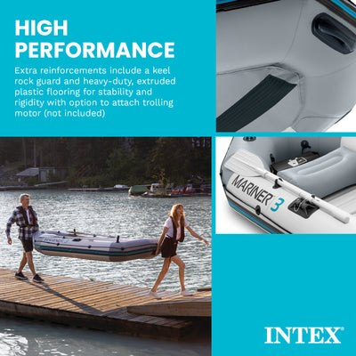 Intex 68373EP Mariner 3-Person Inflatable River/Lake Dinghy Boat and Oars Set - VMInnovations