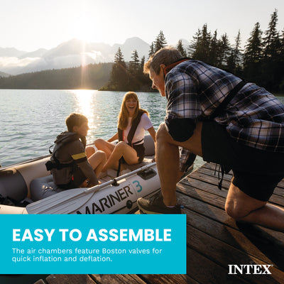 Intex 68373EP Mariner 3-Person Inflatable River/Lake Dinghy Boat and Oars Set - VMInnovations
