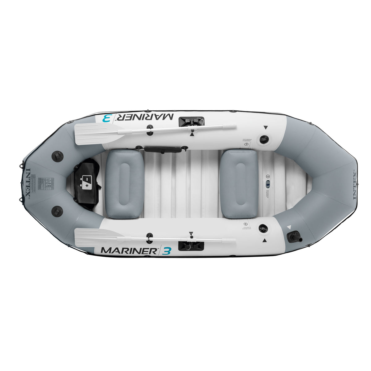 INTEX Mariner 3 Inflatable Raft River Dinghy Boat & Oars (Open Box) (2 Pack) - VMInnovations