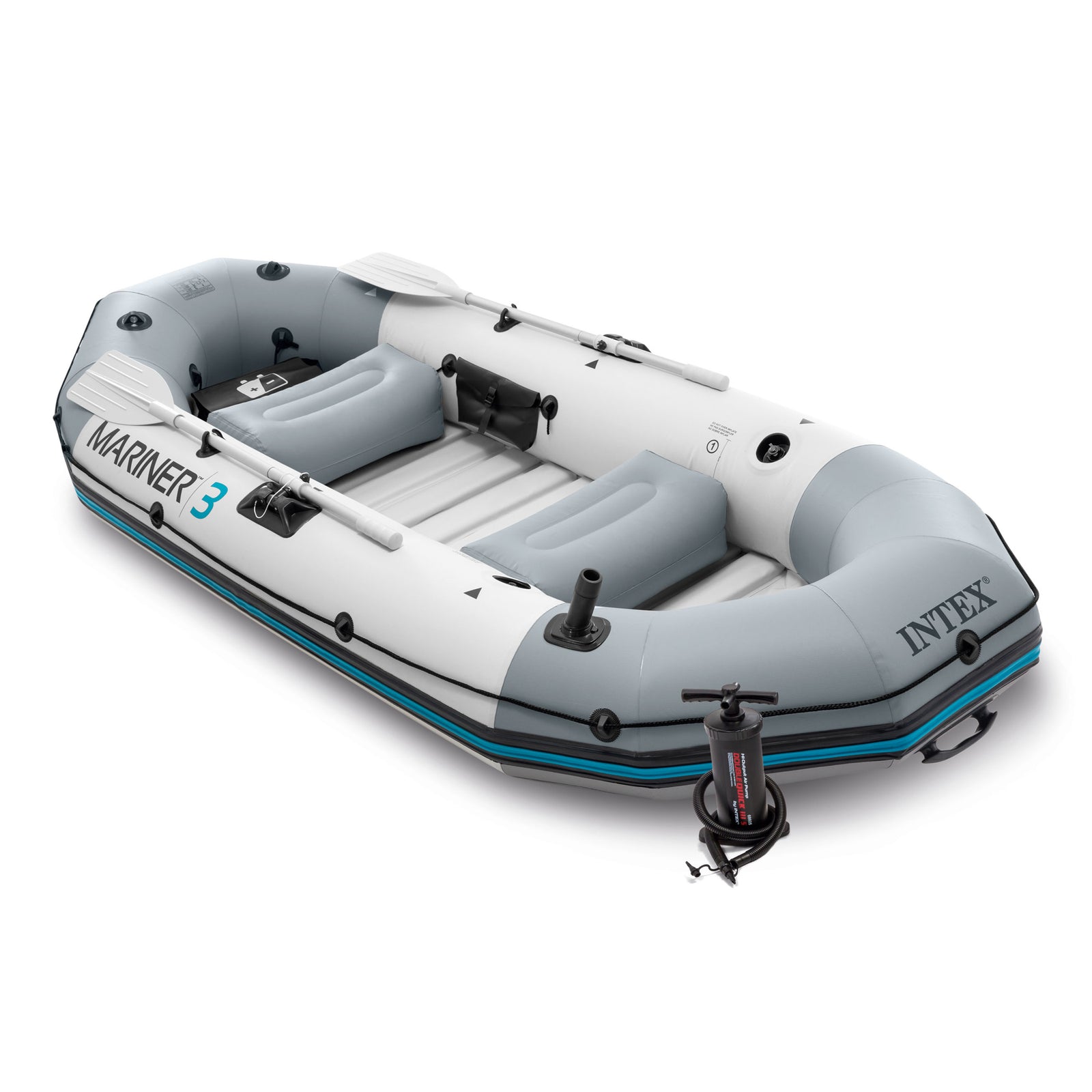 INTEX Mariner 3 Inflatable Raft River Dinghy Boat & Oars (Open Box) (2 Pack) - VMInnovations