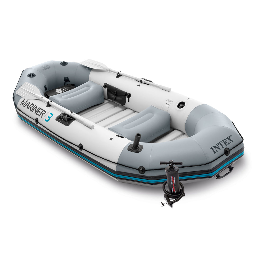 INTEX Mariner 3 Inflatable Raft River Dinghy Boat & Oars | 68373EP (Open Box) - VMInnovations