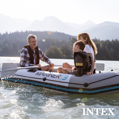INTEX Mariner 3 Inflatable Raft River Dinghy Boat & Oars | 68373EP (Open Box)