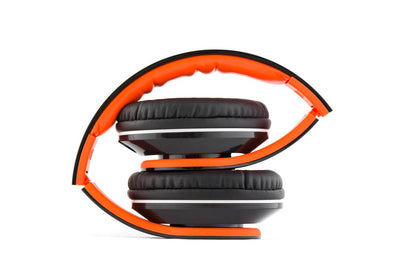 VM Audio Elux Over Ear DJ Stereo MP3 iPhone Bass Headphones Piano Black Orange