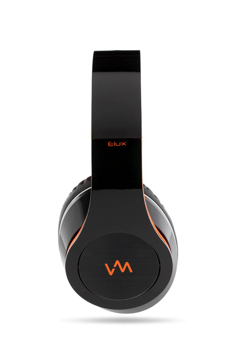 VM Audio Elux Over Ear DJ Stereo MP3 iPhone Bass Headphones Piano Black Orange