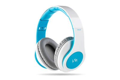VM Audio Elux Over Ear DJ Stereo MP3 Bass Headphones - White/Blue - Open Box
