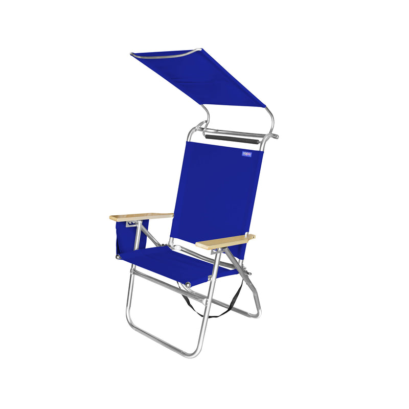 Copa Big Tycoon 4 Position Aluminum Beach Lounge Chair with Canopy, Blue (Used)