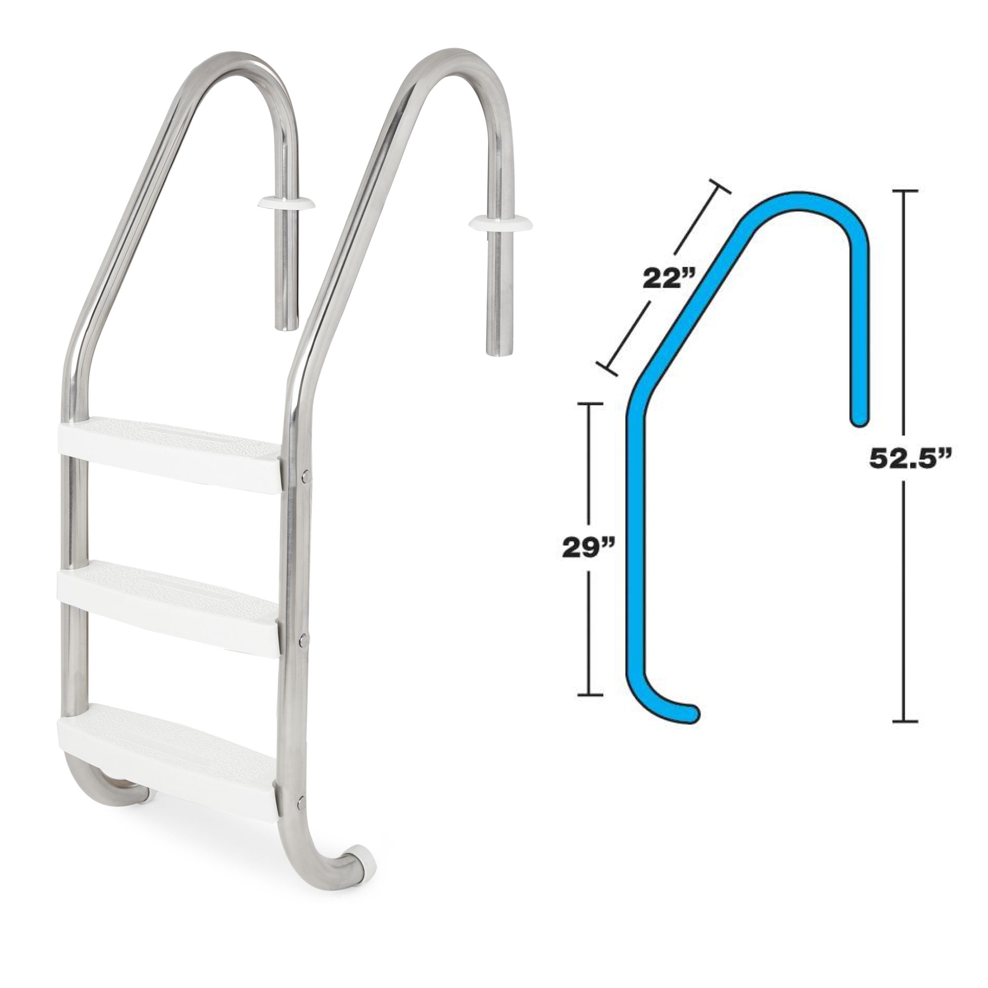 Swimline HydroTools 3 Step Inground Swimming Pool Stainless Steel Ladder Steps - VMInnovations