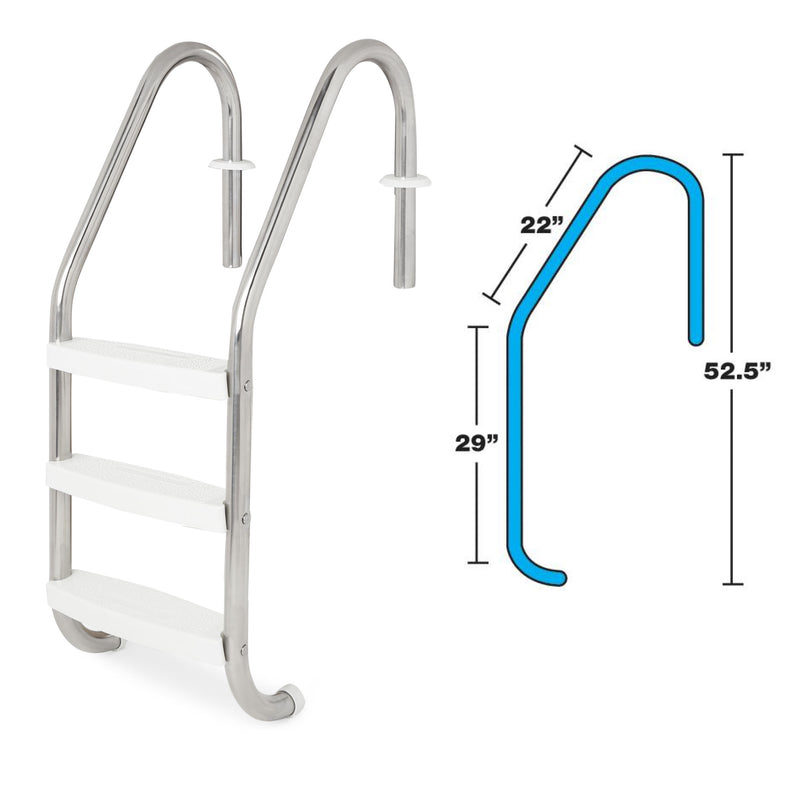 Hydrotools 87905 3 Step In-Ground Swimming Pool Stainless Ladder Steps (Used)