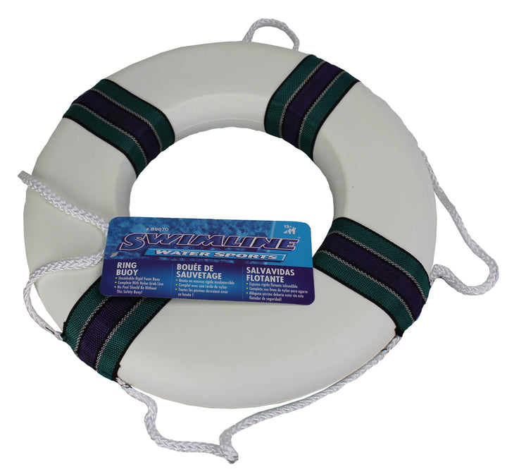 Swimline 89870 18 Inch Lifeguard Swimming Pool Floating Safety Ring Buoy, White