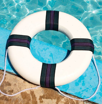 Swimline 89870 18 Inch Lifeguard Swimming Pool Floating Safety Ring Buoy, White