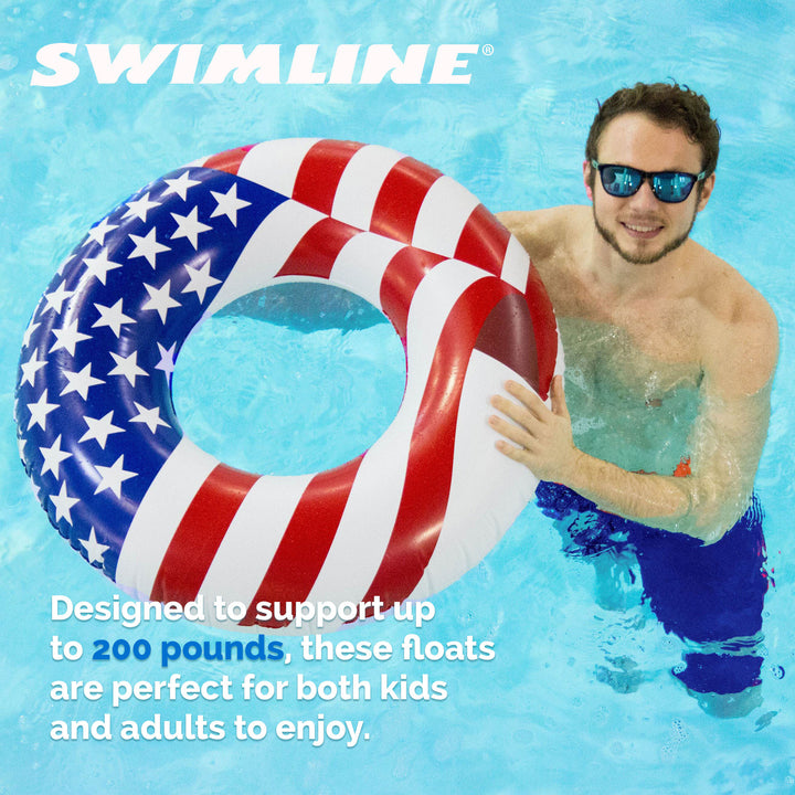 Swimline 36" Inflatable American Flag Swimming Pool Tube Float Raft (Open Box)