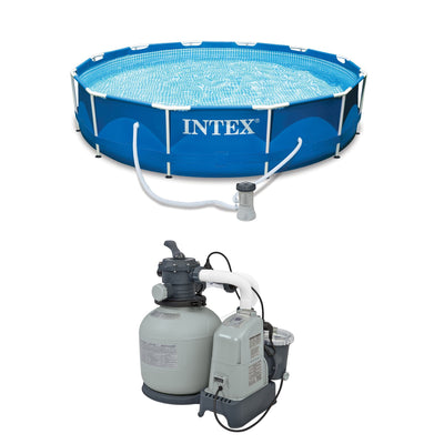Intex 12'x30" Metal Frame Round Above Ground Swimming Pool w/ Pump & Sand Filter