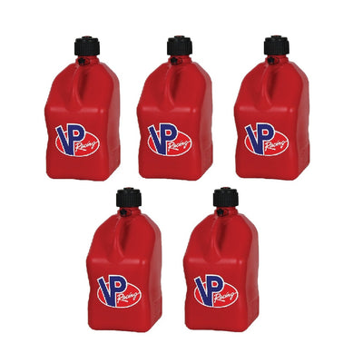 VP Racing Motorsport 5.5 Gallon Square Plastic Utility Jugs, Red (5 Pack)