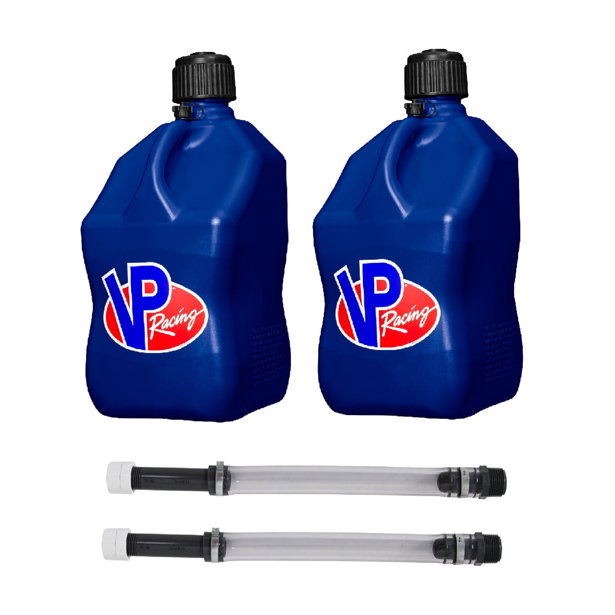 VP Racing Fuels 5.5 Gallon Utility Jugs with 14 Inch Deluxe Hoses, Blue (2 Pack)
