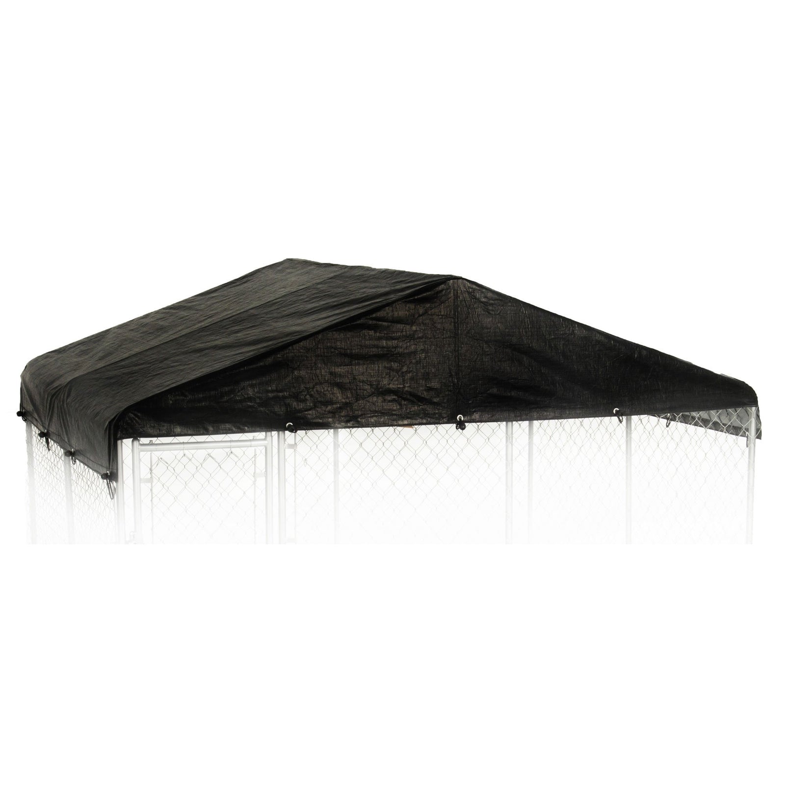 Lucky Dog 10' x 10' Chain Link Dog Kennel (2 Pack) & Waterproof Roof (2 Pack) - VMInnovations