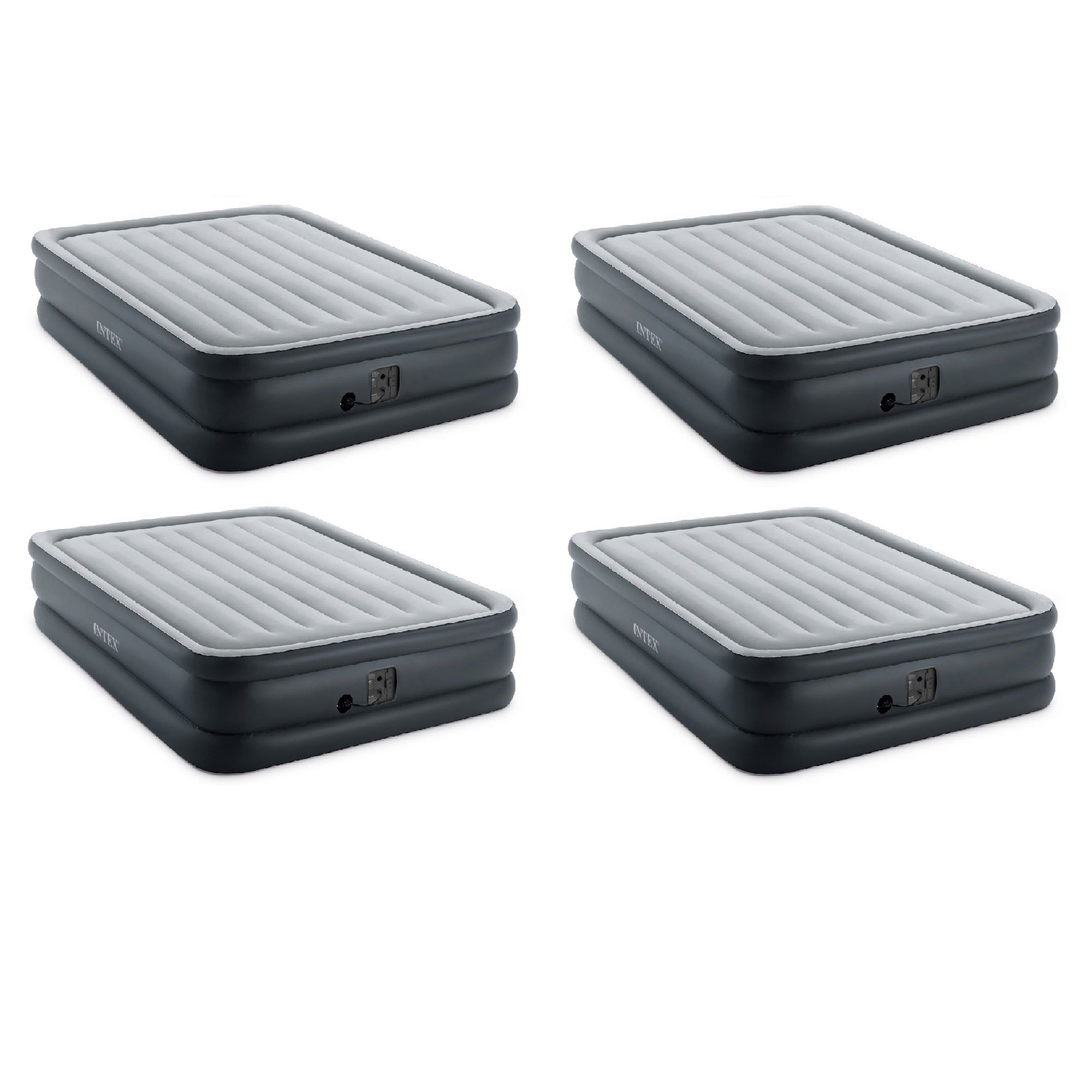 Intex Queen Air Mattress w/ Built-in Electric Pump, Gray (4 Pack)