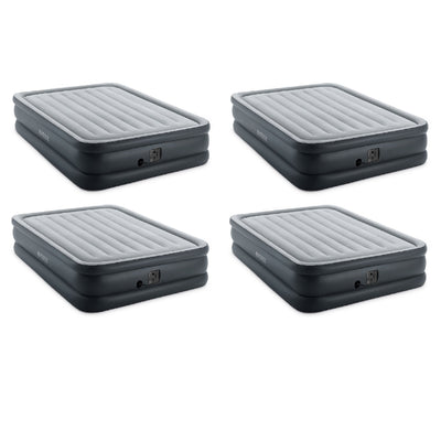 Intex Queen Air Mattress w/ Built-in Electric Pump, Gray (4 Pack)