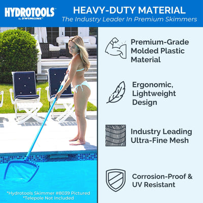Swimline HydroTools Professional Leaf Skimmer Mesh Net for Swimming Pools, Blue